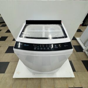 White top-loading washing machine on display