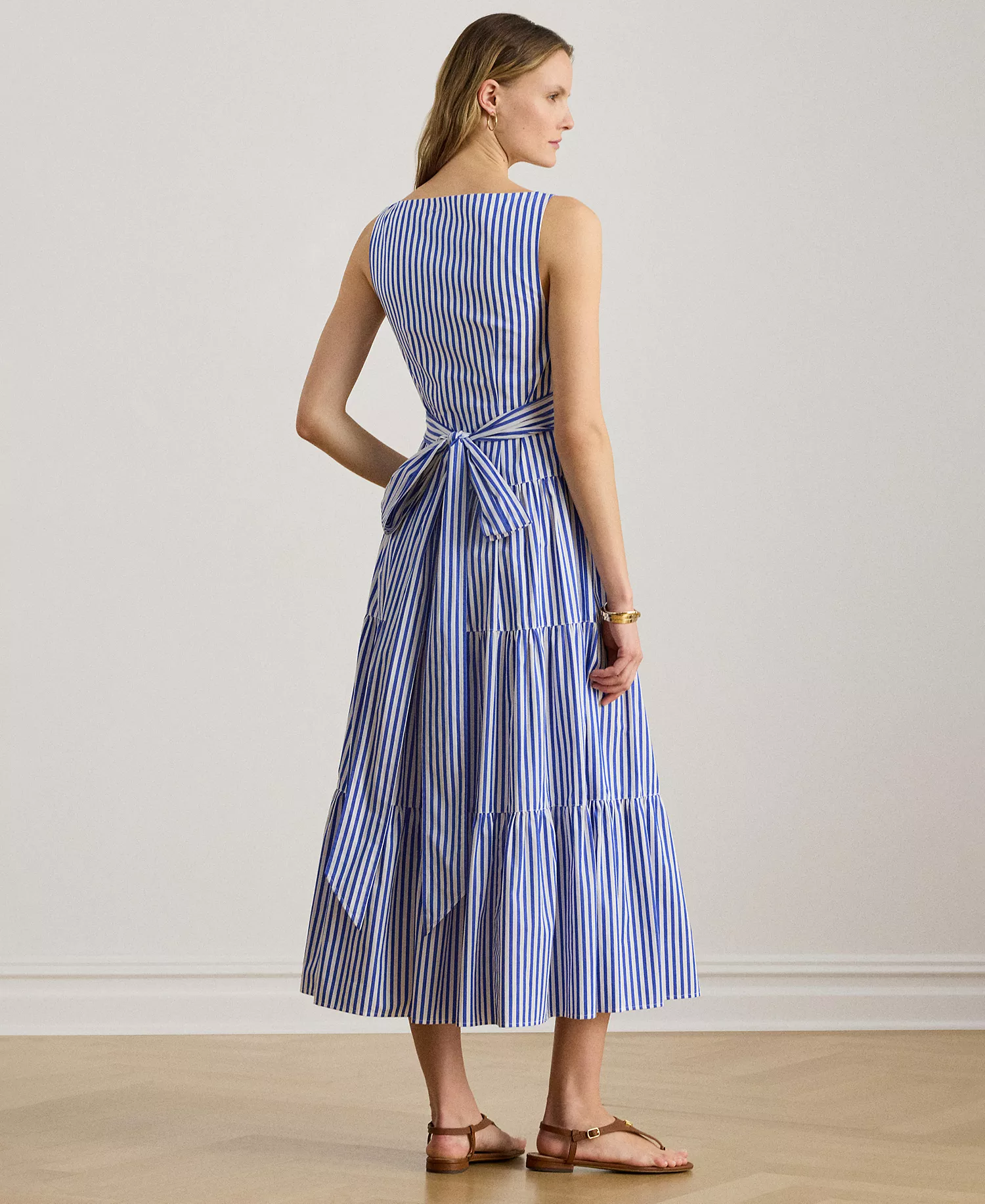 Lauren Ralph Lauren's Women's Striped Tiered Sweetheart Neck Dress - Image 4