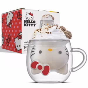 JoyJolt Hello Kitty® 3D Double Wall Insulated Espresso Glass